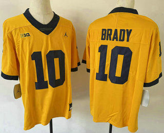 Men's Michigan Wolverines #10 Tom Brady Yellow 2022 Vapor Untouchable Stitched Jersey