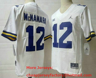 Men's Michigan Wolverines #12 Cade McNamara White College Football Jersey
