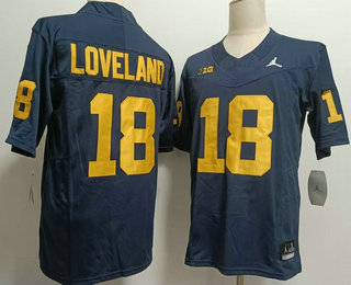 Men's Michigan Wolverines #18 Colston Loveland Navy Blue 2023 FUSE Vapor Stitched Jersey