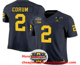 Men's Michigan Wolverines #2 Blake Corum FUSE Navy National Championship Stitched Jersey