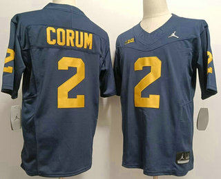 Men's Michigan Wolverines #2 Blake Corum Navy Blue 2023 FUSE Vapor Stitched Jersey