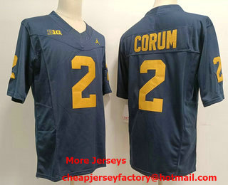 Men's Michigan Wolverines #2 Blake Corum Navy FUSE College Football Jersey