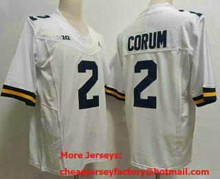Men's Michigan Wolverines #2 Blake Corum White FUSE College Stitched Jersey