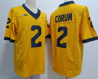 Men's Michigan Wolverines #2 Blake Corum Yellow FUSE College Football Jersey