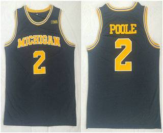 Men's Michigan Wolverines #2 Jordan Poole Navy Blue College Football Jersey