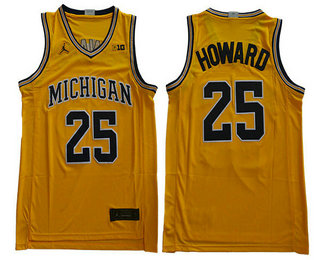 Men's Michigan Wolverines #25 Desmond Howard 2019 Yellow College Basketball Swingman Stitched NCAA Jersey