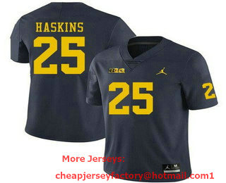 Men's Michigan Wolverines #25 Hassan Haskins Navy College Football Jersey