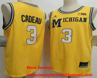 Men's Michigan Wolverines #3 Elliot Cadeau Yellow Alternate College Basketball Jersey