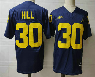 Men's Michigan Wolverines #30 Daxton Hill Navy Blue 2018 College Football Stitched Brand Jordan NCAA Jersey