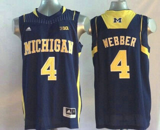 Men's Michigan Wolverines #4 Chris Webber Navy College Basketball Jersey