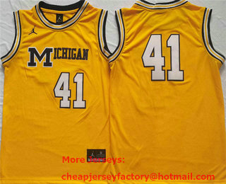 Men's Michigan Wolverines #41 Glen Rice Yellow Stitched Jersey