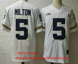 Men's Michigan Wolverines #5 Joe MIlton White College Football Jersey