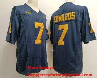 Men's Michigan Wolverines #7 Donovan Edwards Navy FUSE College Football Jersey