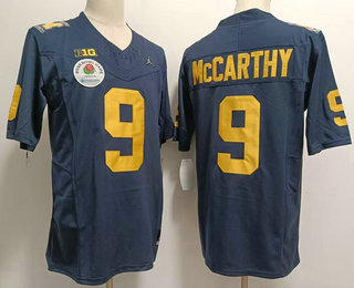 Men's Michigan Wolverines #9 JJ McCarthy Navy 2023 Rose Bowl FUSE College Football Jersey