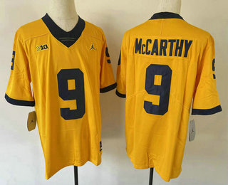 Men's Michigan Wolverines #9 JJ Mccarthy Yellow Jordan 2022 Vapor Untouchable Stitched Jersey