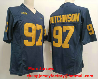 Men's Michigan Wolverines #97 Aidan Hutchinson Navy FUSE College Football Jersey
