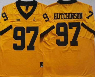 Men's Michigan Wolverines #97 Aidan Hutchinson Yellow 2022 Vapor Untouchable Stitched Nike Jersey