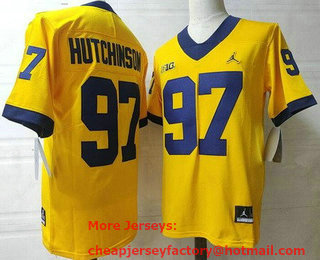 Men's Michigan Wolverines #97 Aidan Hutchinson Yellow College Football Jersey