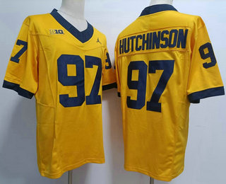 Men's Michigan Wolverines #97 Aidan Hutchinson Yellow FUSE College Football Jersey