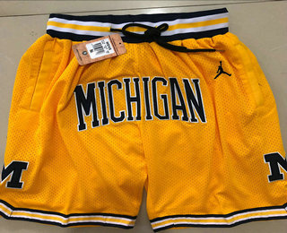 Men's Michigan Wolverines Yellow Jordan Brand Swingman Throwback Just Don Shorts