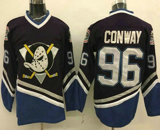 Men's Mighty Ducks Of Anaheim #96 Charlie Conway 1995-96 Black CCM Vintage Throwback Jersey