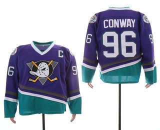 Men's Mighty Ducks Of Anaheim #96 Charlie Conway 1995-96 Purple CCM Vintage Throwback Jersey