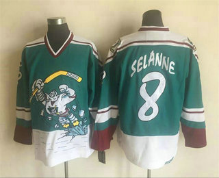 Men's Mighty Ducks of Anaheim #8 Teemu Selanne 1995-96 Green CCM Vintage Throwback Jersey