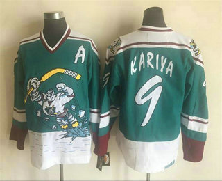 Men's Mighty Ducks of Anaheim #9 Paul Kariya 1995-96 Green CCM Vintage Throwback Jersey