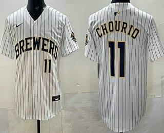 Men's Milwaukee Brewers #11 Jackson Chourio White Limited Jersey