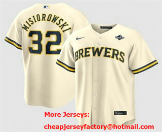 Men's Milwaukee Brewers #32 Jacob Misiorowski Cream 2026 World Series Cool Base Stitched Jersey