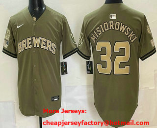 Men's Milwaukee Brewers #32 Jacob Misiorowski Olive 2026 Armed Forces Day Jersey