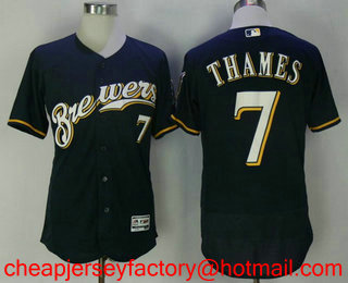 Men's Milwaukee Brewers #7 Eric Thames Navy Blue Brewers Stitched MLB Flex Base Jersey