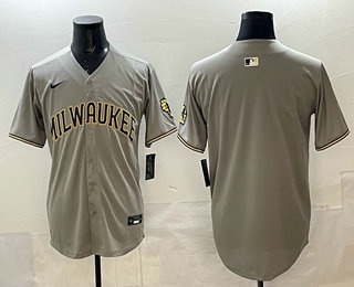 Men's Milwaukee Brewers Blank Grey Limited Jersey