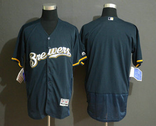 Men's Milwaukee Brewers Blank Navy Blue With Brewers Stitched MLB Flex Base Jersey