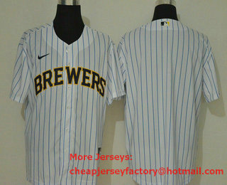 Men's Milwaukee Brewers Blank White Stitched MLB Cool Base Nike Jersey