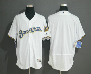 Men's Milwaukee Brewers Blank White With Brewers Stitched MLB Flex Base Jersey
