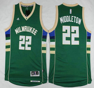 Men's Milwaukee Bucks #22 Khris Middleton Revolution 30 Swingman 2015-16 Green Jersey