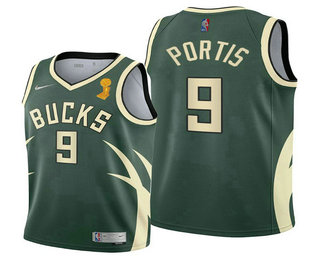 Men's Milwaukee Bucks #9 Bobby Portis 2021 Green Finals Champions Stitched Basketball Jersey