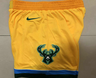 Men's Milwaukee Bucks New Yellow 2019 City Edition NBA Swingman Shorts