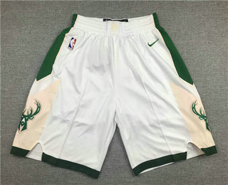 Men's Milwaukee Bucks White Stitched NBA Nike Swingman Shorts