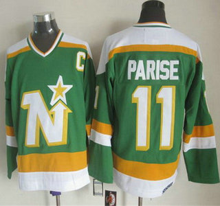 Men's Minnesota North Stars #11 Zach Parise 1988-89 Green CCM Vintage Throwback Jersey