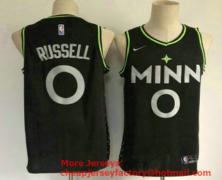 Men's Minnesota Timberwolves #0 D'Angelo Russell Black 2021 Nike City Edition Swingman Stitched NBA Jersey
