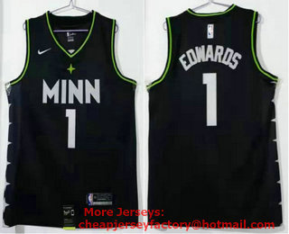 Men's Minnesota Timberwolves #1 Anthony Edwards Black 2021 Nike City Edition Swingman Stitched NBA Jersey