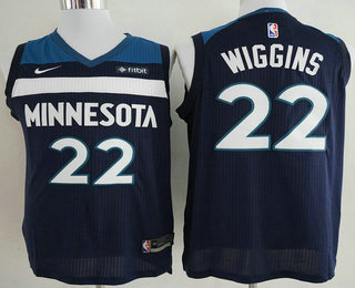 Men's Minnesota Timberwolves #22 Andrew Wiggins New Navy Blue 2017-2018 Nike Authentic Fitbit Stitched NBA Jersey