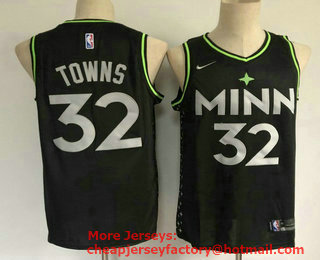 Men's Minnesota Timberwolves #32 Karl-Anthony Towns Black 2021 Nike City Edition Swingman Stitched NBA Jersey