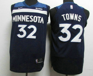 Men's Minnesota Timberwolves #32 Karl-Anthony Towns New Navy Blue 2017-2018 Nike Authentic Fitbit Stitched NBA Jersey