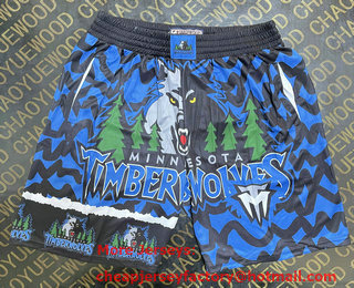 Men's Minnesota Timberwolves big LOGO Blue Laser Printing Shorts