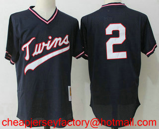 Men's Minnesota Twins #2 Brian Dozier Navy Blue Mesh Batting Practice 1985 Throwback Jersey By Mitchell & Ness