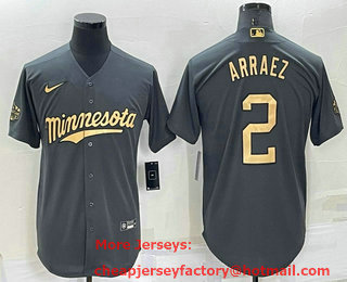 Men's Minnesota Twins #2 Luis Arraez Grey 2022 All Star Stitched Cool Base Nike Jersey