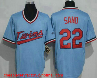 Men's Minnesota Twins #22 Miguel Sano Light Blue Pullover Throwback Cooperstown Collection Jersey